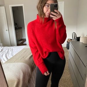 Red turtle neck sweater